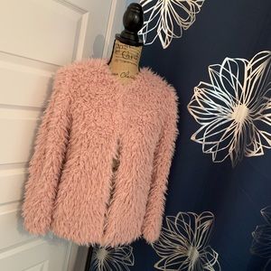 Host Pick🌟 NWOT Zara pink puffy teddy jacket with floral lining